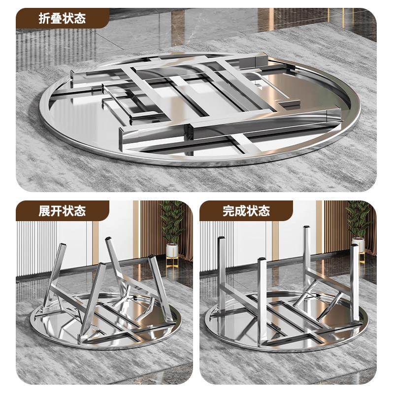 不锈钢桌椅员工食堂折叠大圆桌家用餐桌带转盘烧烤桌子圆台大桌子,淘宝优惠券,粉丝福利购,淘宝优惠卷
