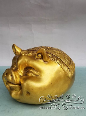 纯铜猪摆件招财猪储钱罐猪家居装饰品摆设创意福字猪头存钱罐