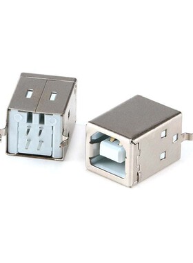 方口USB插座USB-B母 90度弯针弯脚180度立式插板母座打印机线接口