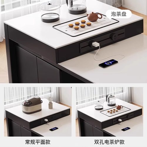 意式极简岩板岛台餐桌一体家用可伸缩2025新款小户型中导台吃饭桌 - 图3