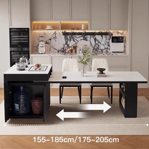 意式极简岩板岛台餐桌一体家用可伸缩2025新款小户型中导台吃饭桌 - 图2
