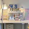 Bookshelf with hole board desk storage rack desktop multi-layer iron shelf student desk computer desk