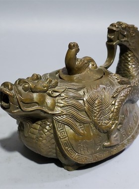 古玩杂项收藏龙龟铜制龙龟居办公室饰品