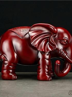 梨红木雕刻大象一对实木质象家居客厅电视柜装饰品工艺品