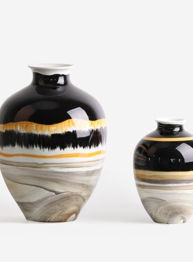 新中式陶瓷储物罐家居摆件样板房间办公室博古架软装饰品家具摆设