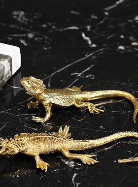 仿真铜蚂蚁蜥蜴动物桌面摆件装饰品家居样板客厅茶几陈列展示搭配