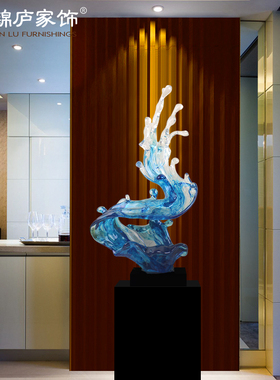 现代大型抽象仿琉璃酒店大堂雕塑艺术过道样板房落地玄关