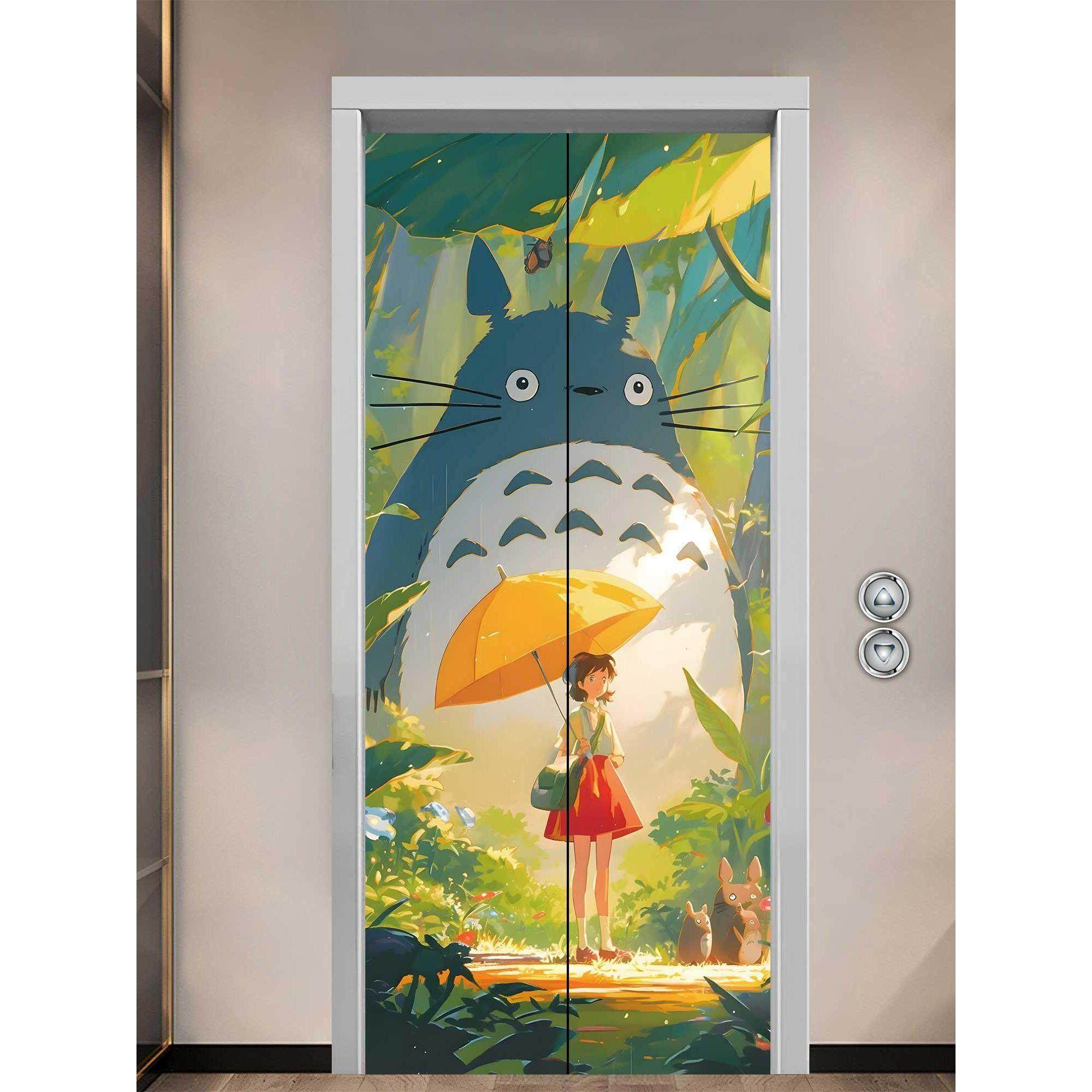 创意电梯门贴纸装饰宫崎骏高端定制美化贴纸入口门布局,淘宝优惠券,粉丝福利购,淘宝优惠卷