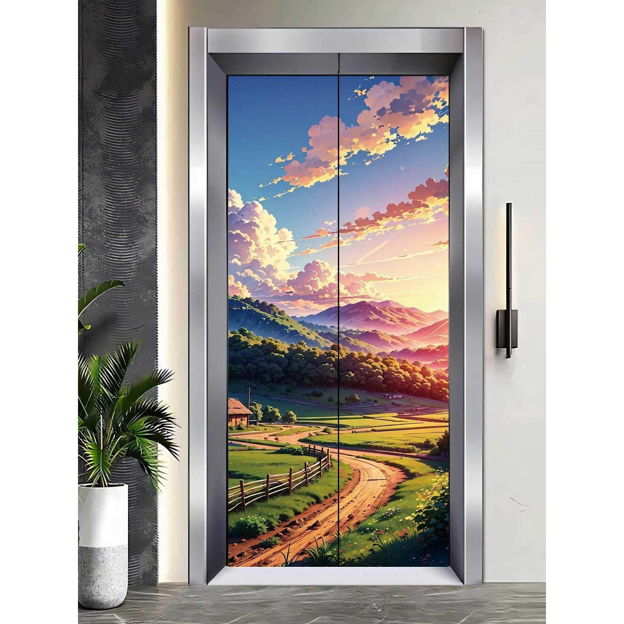 创意电梯门贴纸装饰宫崎骏高端定制美化贴纸入口门布局,淘宝优惠券,粉丝福利购,淘宝优惠卷