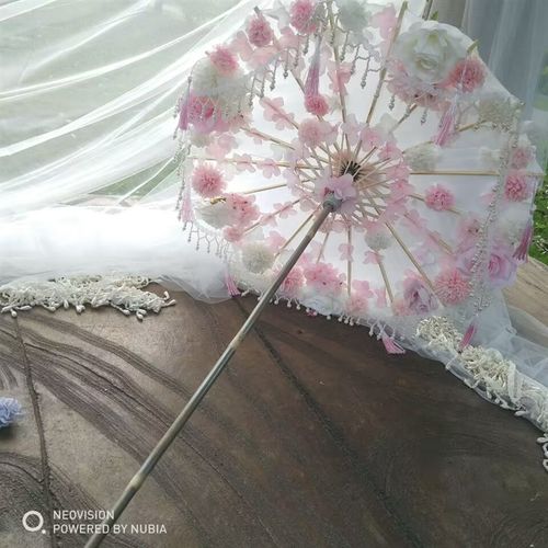 朵婚礼长柄渐变汉服O洛丽塔古装舞蹈走秀摄影道具油纸工艺伞 - 图1