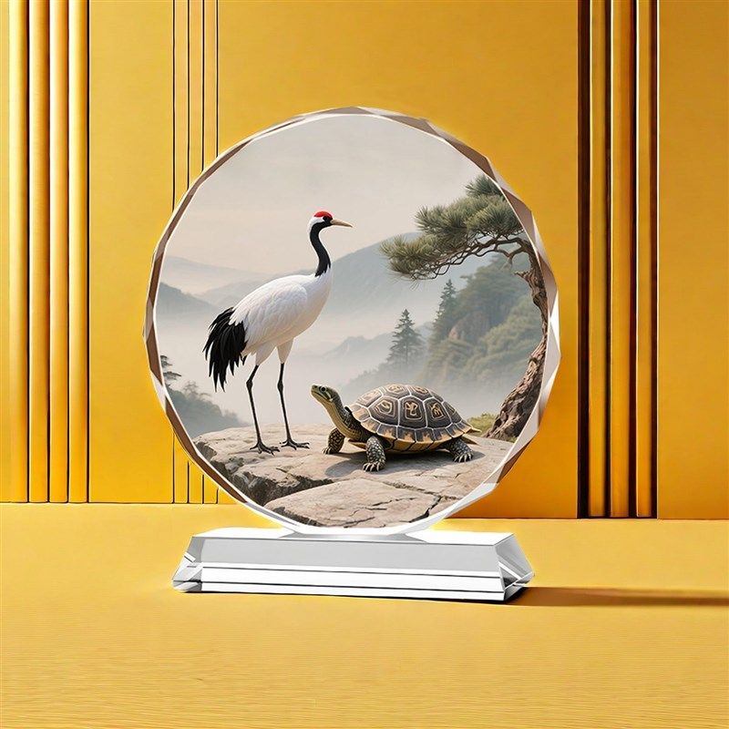 龟鹤延年水晶摆饰中式送爷爷奶奶长辈生日祝寿礼品摆台龟鹤延年,淘宝优惠券,粉丝福利购,淘宝优惠卷