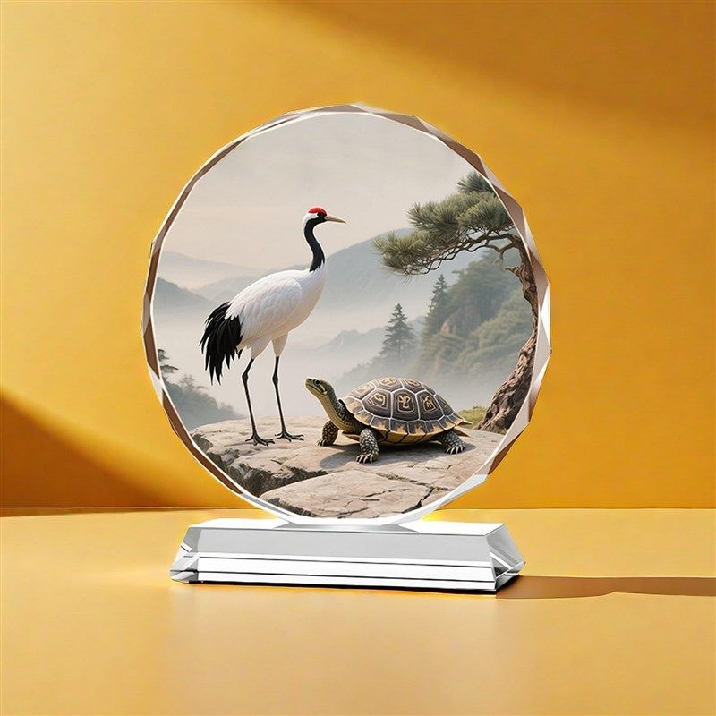 龟鹤延年水晶摆饰中式送爷爷奶奶长辈生日祝寿礼品摆台龟鹤延年,淘宝优惠券,粉丝福利购,淘宝优惠卷