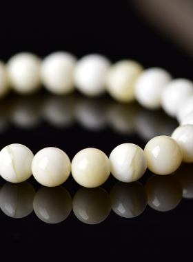 天然深海点黄贝壳手串佛珠108颗