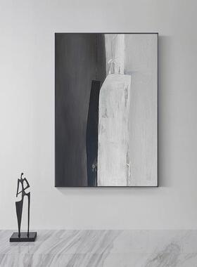 橙色抽象大尺寸装饰画极简风沙发背景挂画玄关走廊卧室样板房壁画