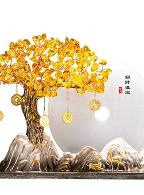 发财树摇钱树招财摆件流沙画客厅办公室装饰乔迁之喜搬家开业礼物