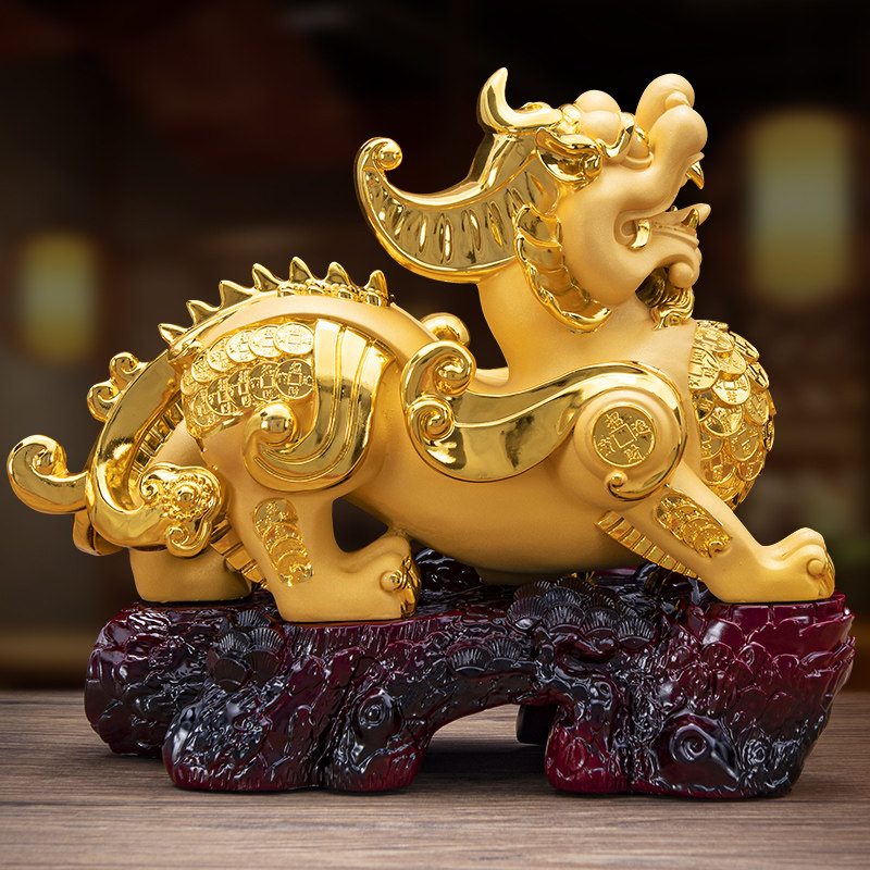 金色招财貔貅摆件一对客厅玄关酒柜聚财位工艺装饰品店铺开业礼品,淘宝优惠券,粉丝福利购,淘宝优惠卷