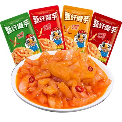 【厂家直销】甄纤魔芋爽毛肚龙低脂香麻辣条解馋零食批发独立小包