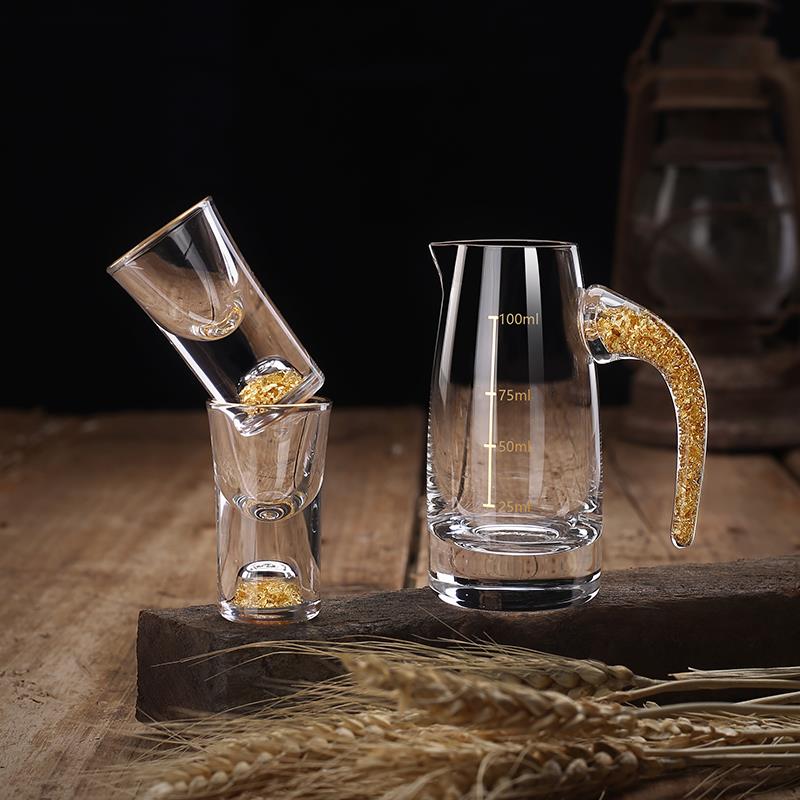 白酒杯分酒器轻奢家用水晶玻璃高档中式小酒杯子弹杯高端酒具套装 - 图3