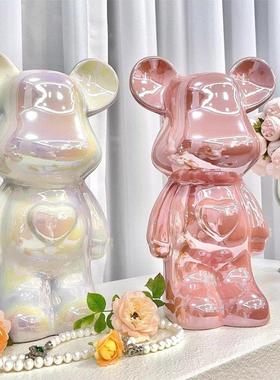 暴力熊摆件客厅轻奢高档陶瓷桌面玄关电视柜酒柜存钱罐家居装饰品