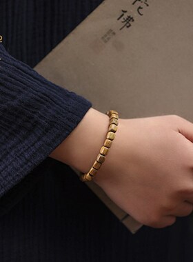 禅木匠【木小方】原木绿檀紫檀木文艺古风禅意男女款简约手链手串