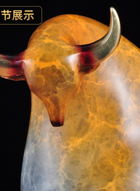 彩铜牛摆件招财牛气冲天家居客厅装饰品办公室牛摆设商务开业礼品