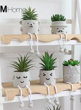 斯堪的纳维亚挂娃娃人工盆栽植物装饰在风架可爱的装饰房间小陈设