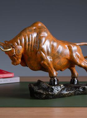铜牛摆件牛气冲天华尔街股市旺市牛办公室桌面装饰品乔迁开 业贺