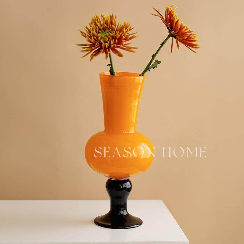 新中式高脚花瓶琉璃中古风软装摆件归缶鲜花百合水养玻璃艺术花器,淘宝优惠券,粉丝福利购,淘宝优惠卷