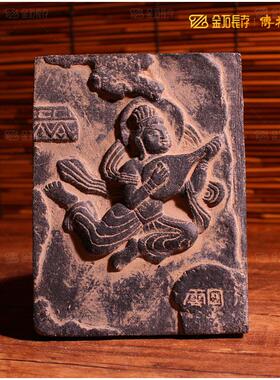 云冈石窟文创飞天拓版传拓工具拓包拓印板画云岗家居饰品桌面摆件