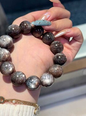 棱迹星辉骨干高品黑金猫眼手链