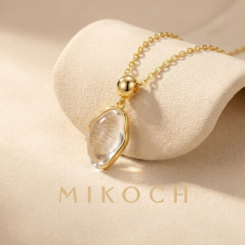 MIKOCH白水晶项链925银镀金锁骨链女2025高级感轻奢小众配饰,淘宝优惠券,粉丝福利购,淘宝优惠卷