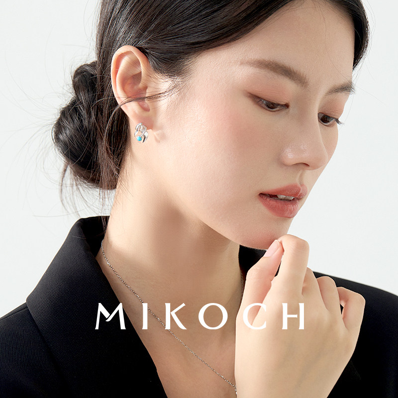 MIKOCH925银蓝宝石耳钉女款2025高级感轻奢小众配饰复古文艺耳饰,淘宝优惠券,粉丝福利购,淘宝优惠卷