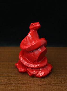朱砂十二生肖蛇家居风水用品摆件五行缺火财锭蛇办公摆件