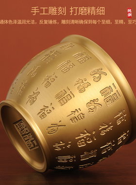 纯黄铜米缸聚财百福缸聚宝盆招财进宝铜盆玄关客厅家居存钱罐