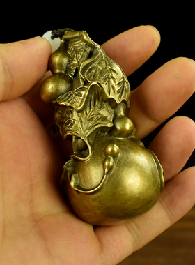 铜多子福禄葫芦手把件把玩挂件随身工艺品精美小摆件礼品车载