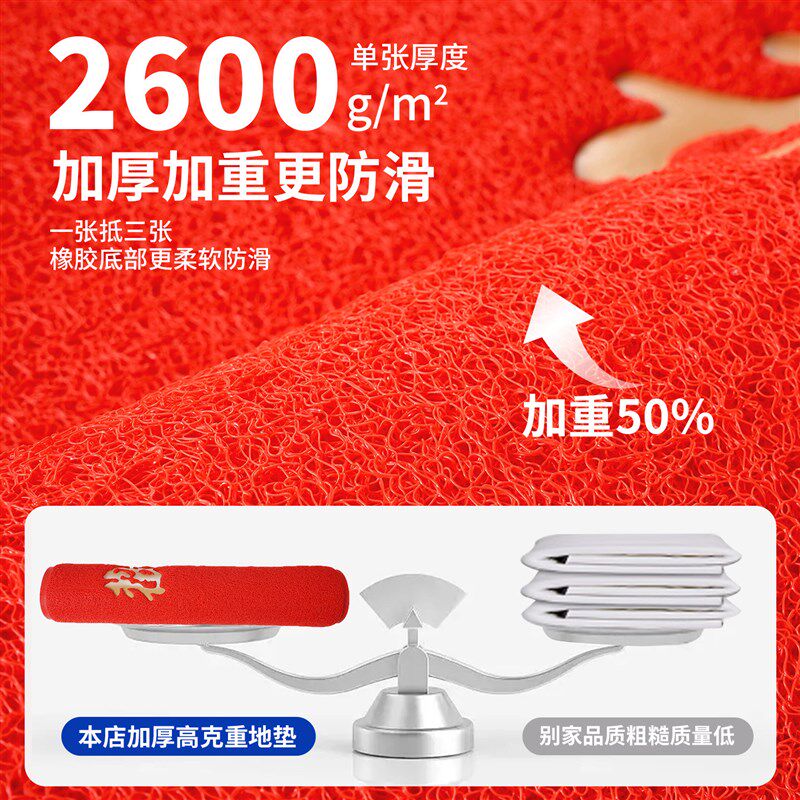 Thickened, cutable and customizable red carpet, thickened wire loop foot pads, waterproof, non-slip, P wear-resistant, easy to clean, anti-fouling, commercial