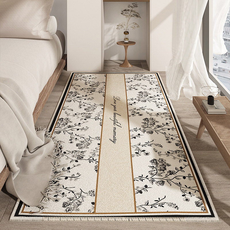 Waterproof and anti-fouling bedside blanket, bedroom carpet, French style high-end wardrobe, F room, front bed and under bed floor mat, anti-slip fixed