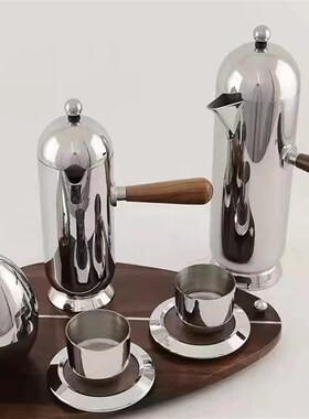 现代不锈钢手冲壶咖啡茶壶茶杯托盘轻奢时尚摆件桌面厨房样板间