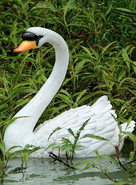 仿真浮水天鹅摆件花园庭院酒店大型喷泉水池旁边装饰摆设动物雕塑