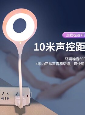 人工智能语音台灯控制灯USB声控灯感应灯led插口小夜灯一体床头灯