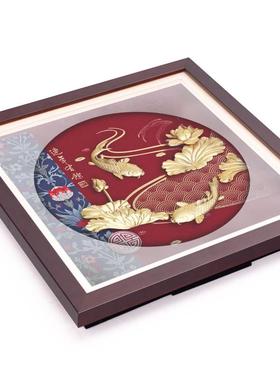 金箔画连年有余搬家入宅镇宅新居乔迁之喜礼物公司开业招财鱼摆件