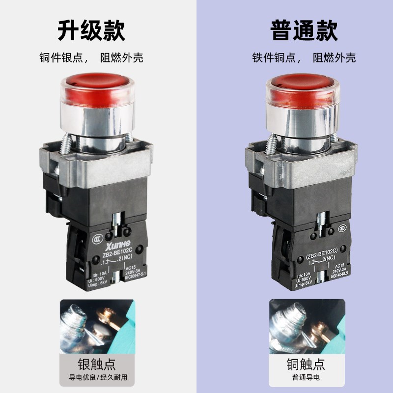 带灯平头按钮开关ZB2 XB2-BW3361C BW33B1C BW33M1C 24V 220V - 图0