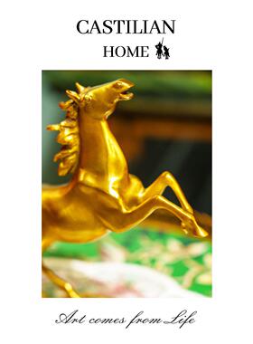 高档黄铜生肖马摆件吉祥物客厅玄关办公室招财装饰摆件送礼C5799