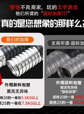 包塑金属软管国标塑料穿线管波纹管电线电缆保护套管蛇皮管阻燃管