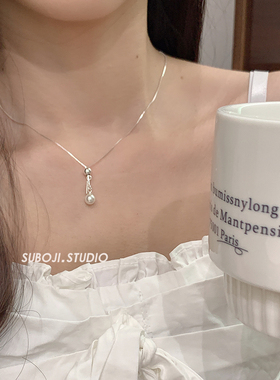 素泊集「抽拉珍珠」项链纯银925