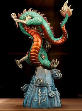 关《四季生兴隆》铜龙件肖龙青龙书房办公室玄装饰0803高档龙摆年