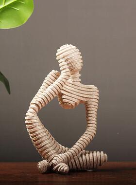 北欧约人物创简意摆件 条纹抽象家居饰书房客厅玄关酒柜板房复样