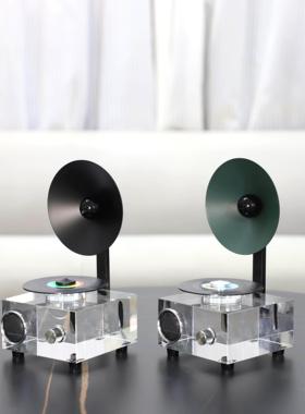 北欧创意水晶插放机留声机书艺术装饰摆客饰厅玄关1849房酒店家饰