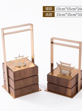 现代新中式胡桃木提盒摆样关YB间书房板客件厅玄办公室酒店软装饰