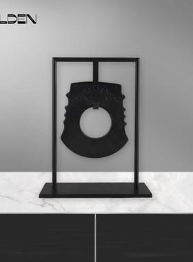 古新中式玉璧雕刻花纹中屏风摆件AL树工艺品书房典客厅国风脂装饰